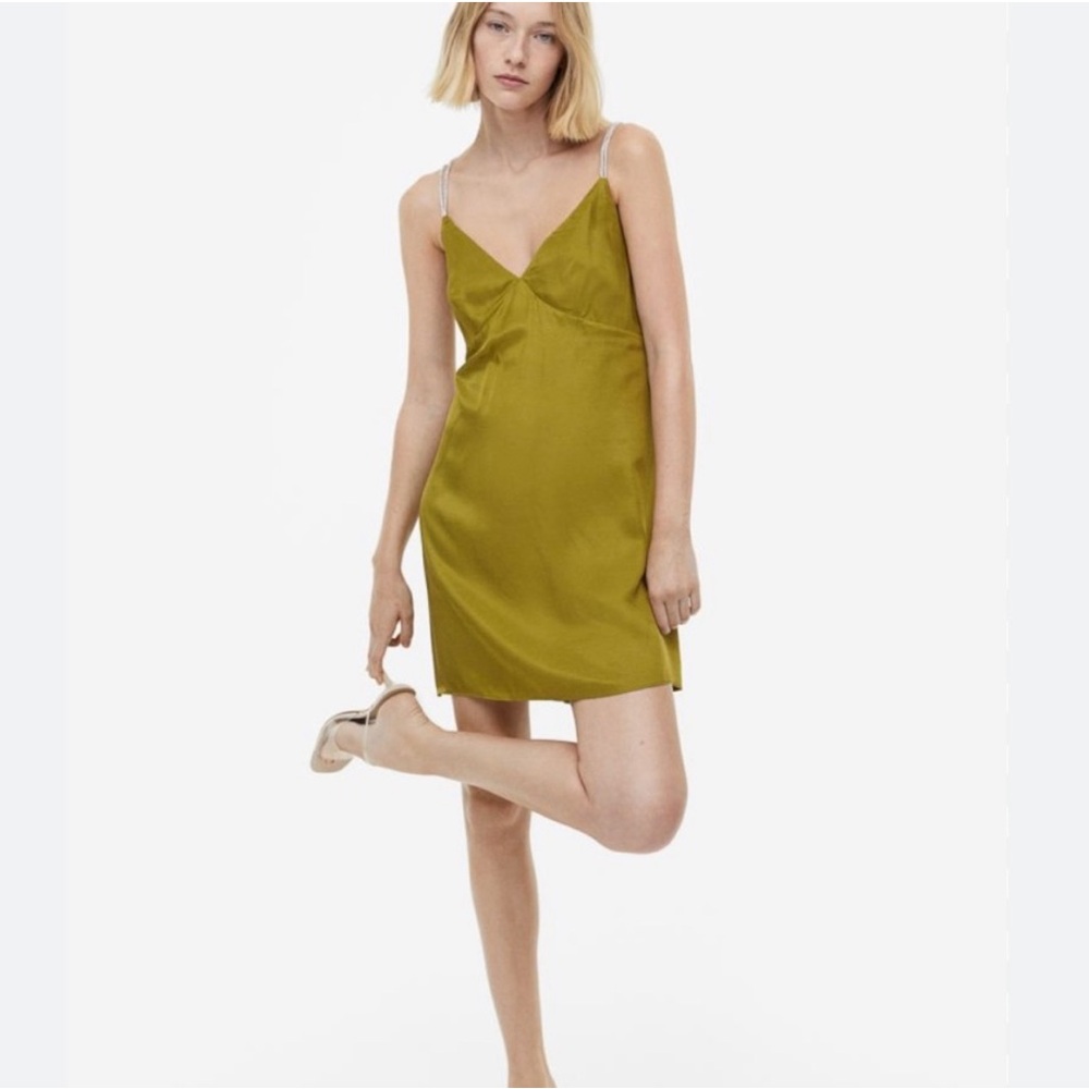 H&M Shine strap green dress
